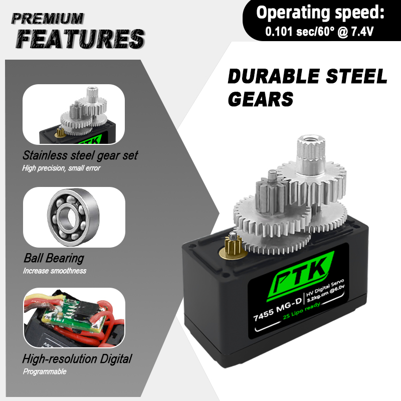 PTK 7455MG-D servo 12g Digital - مراجعة Rc Helicopter Parts وسعره