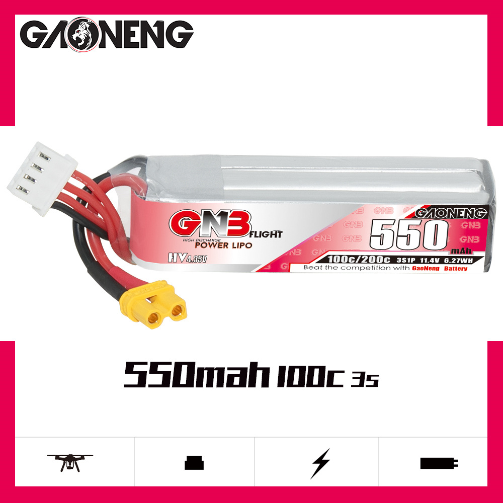 GNB HV 11.4V 550mAh 100C/200C  - مراجعة Rc Helicopter Parts وسعره