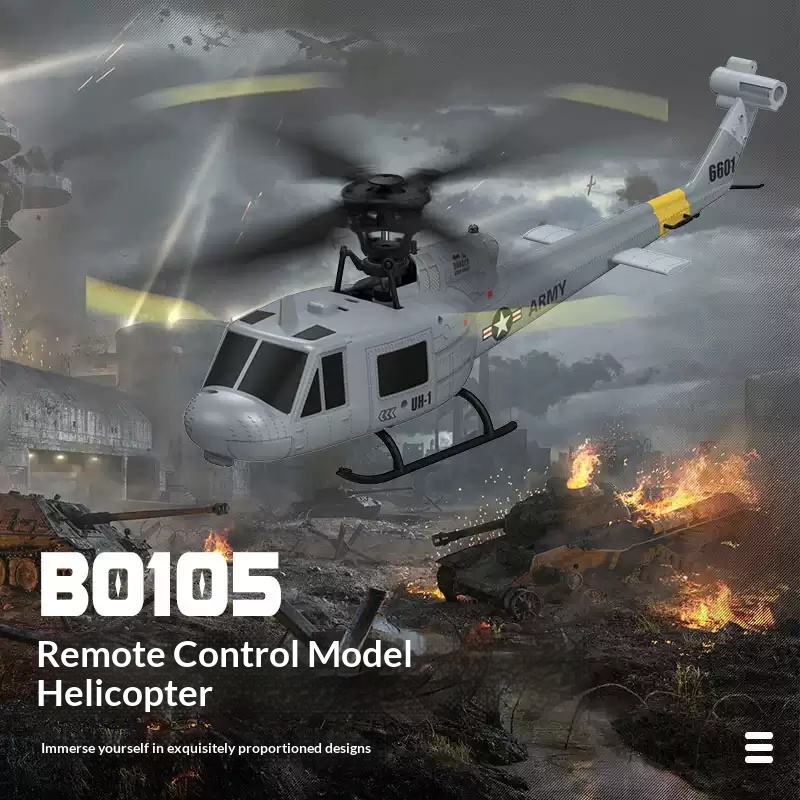 Huey F6601 4CH RC Helicopter - - مراجعة Rc Helicopter Single Rotor وسعره
